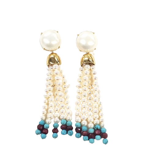 Pearl and Tassel Earrings