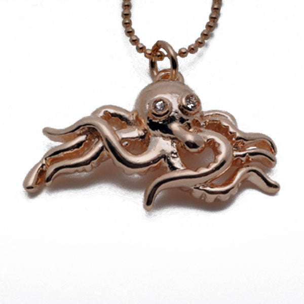 Rose Gold Octopus Charm Necklace