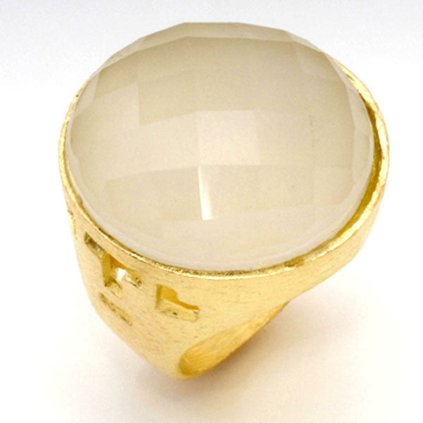 Round Faceted Stone Ring - 7.5