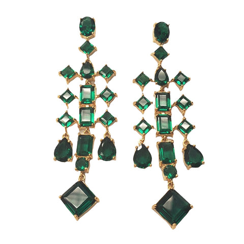 Emerald Long Mix Earrings