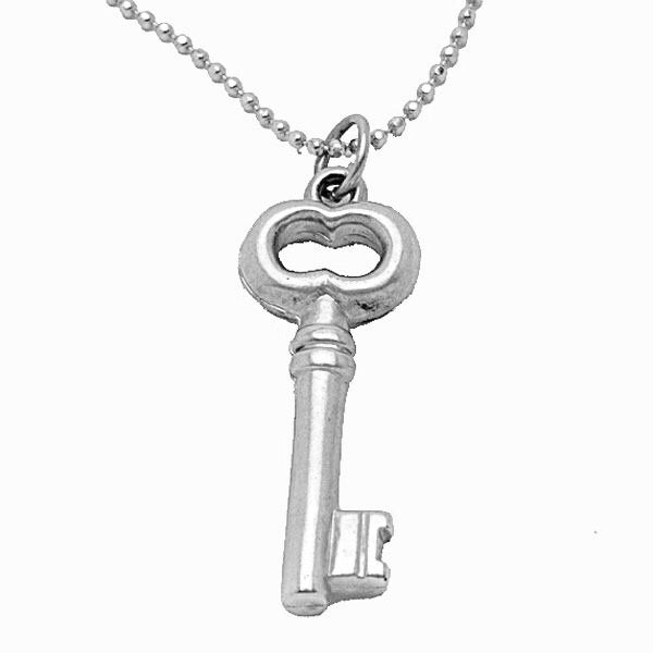 Silver Key Delicate Charm Necklace